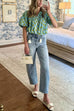 Tassel V Neck Puff Sleeves Floral Print Top
