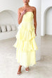 Margovil Strapless Ruffle Layered Maxi Dress