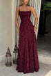 Margovil Spaghetti Strap Backless Lace-up Jacquard Maxi Dress