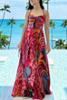 Spaghetti Strap High Waist Printed Maxi Vacation Dress