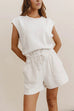 Cap Sleeves Drawstring Waist Pocketed Romper