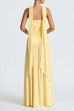Margovil Strapless Back Lace-up High Slit Splice Maxi Dress