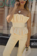 Chicest Strapless Waisted Ruffle Top