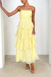 Margovil Strapless Ruffle Layered Maxi Dress