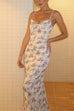 Margovil Spaghetti Strap Corset Floral Print Bodycon Maxi Dress