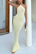 Margovil Halter Open Back Hollow Out Knit Bodycon Maxi Dress