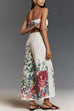 Margovil Floral Print Strapless Ruffle Tube Top and Smocked Waist Wide Leg Pants