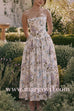 Margovil Spaghetti Strap Floral Print Bustier A-line Maxi Dress