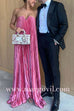 Strapless V Neck Pleated Maxi Party Dress