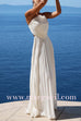 Elegant Strapless Open Back Shell Pleated Maxi Dress