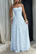 Margovil Spaghetti Strap Backless Lace-up Jacquard Maxi Dress