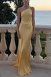 Margovil One Shoulder Open Back Tie Knot Satin Maxi Dress