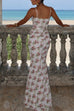 Margovil Spaghetti Strap Corset Floral Print Bodycon Maxi Dress