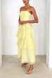 Margovil Strapless Ruffle Layered Maxi Dress