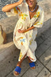 Margovil V Neck Button Down Tropic Print Sun-kissed Maxi Holiday Dress