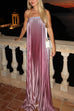 Margovil Strapless Tube Gradient Ombre Satin Maxi Party Dress