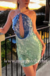 Margovil Halter Cut Out Open Back Sequin Mini Dress