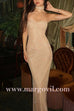 Margovil Strapless Ruched Glitter Mesh Bodycon Maxi Gown