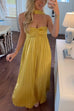 Margovil Strapless Back Lace-up Satin Pleated Maxi Party Dress