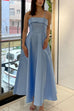 Margovil Spaghetti Strap Waisted A-line Satin Maxi Dress