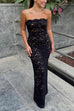 Margovil Strapless Lace Hollow Out Bodycon Maxi Dress