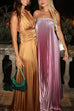 Margovil Strapless Tube Gradient Ombre Satin Maxi Party Dress