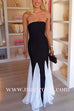 Strapless Color Block Bodycon Flare Maxi Dress