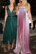 Margovil Strapless Tube Gradient Ombre Satin Maxi Party Dress