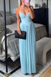 Margovil Strapless V Neck Corset Pleated Maxi Dress