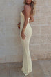Margovil Halter Open Back Hollow Out Knit Bodycon Maxi Dress