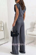Margovil Ruched Asymmetrical Top and Wide Leg Pants Set