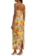Strapless Back Slit Tulip Print Maxi Dress
