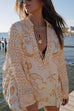 Margovil Collared V Neck Shirt and Side Slit Shorts Vitamin Sea Print Set
