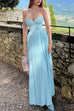 Margovil Strapless V Neck Corset Pleated Maxi Dress