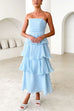 Margovil Strapless Ruffle Layered Maxi Dress