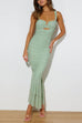 Margovil Sleeveless Cut Out Ruched Ruffle Bodycon Maxi Dress
