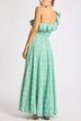 One Shoulder Ruffle Trim Tie Waist Striped Maxi Dress