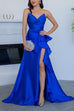 Strapless Back Lace-up High Slit Ruffle Maxi Dress