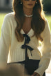 Margovil V Neck Bow Tie Front Elegant Sweater