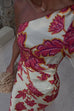 Margovil One Shoulder Long Sleeve Floral Print Maxi Dress