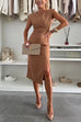 Margovil Crewneck Sleeveless Slit Bodycon Midi Dress