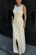 Margovil Sleeveless Button Down Knit Bodycon Maxi Dress