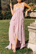 Margovil Sleeveless Open Back High Slit Ruffle Maxi Dress