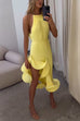 Sleeveless Sculpted Elegance Pleated Ruffle Midi Dress