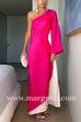 Margovil One Shoulder Long Sleeve Side Slit Tie Dye Maxi Dress