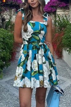 Bow Shoulder Floral Print Mini Cami Dress