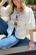 Puff Sleeves Tie Bow Front Peplum Top