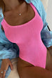 Margovil Low Back High Cut Crinkle One Piece Swimsuit