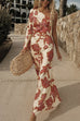Margovil One Shoulder Long Sleeve Floral Print Maxi Dress