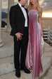 Margovil Strapless Tube Gradient Ombre Satin Maxi Party Dress
